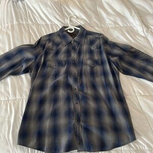 Ben Sherman Navy and Black Checkered Shirt Love and Hate Tattoo style